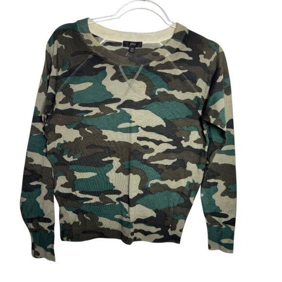 J.Crew Camo Sweatshirt Sweater womens Size XS 100% merino wool Crewneck NWT - Picture 6 of 12